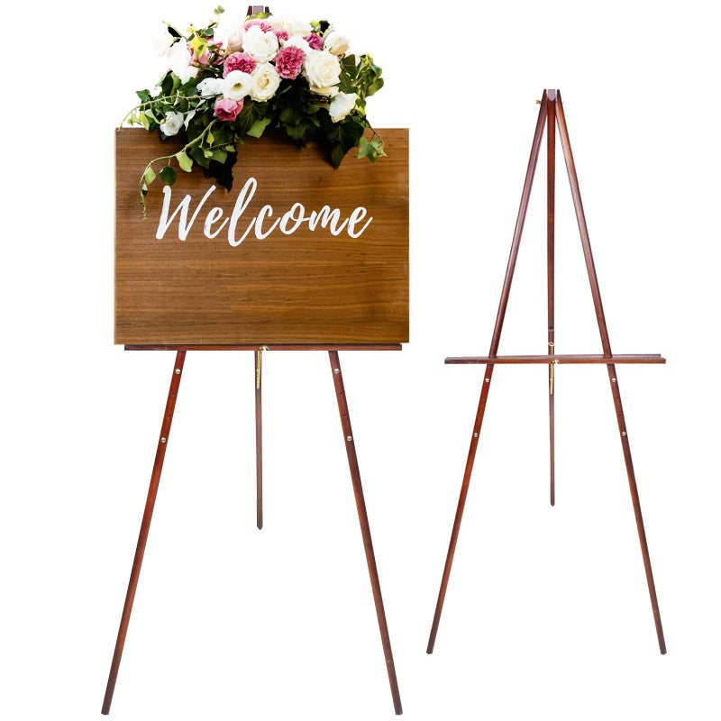 Conda 63" Wooden Tripod Artist Display Easel with Tray, A-Frame Adjustable Easel Stand for Wedding Sign, Foldable Easels for Painting Canvas, Display & Posters - Image 1
